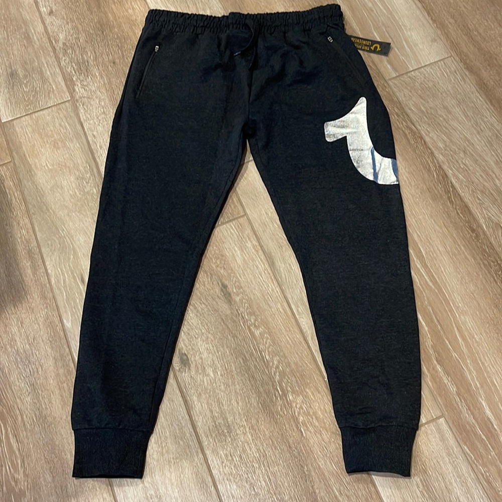 TRUE RELIGION Zippered Side Pocket Joggers Charcoal/Silver Size LARGE